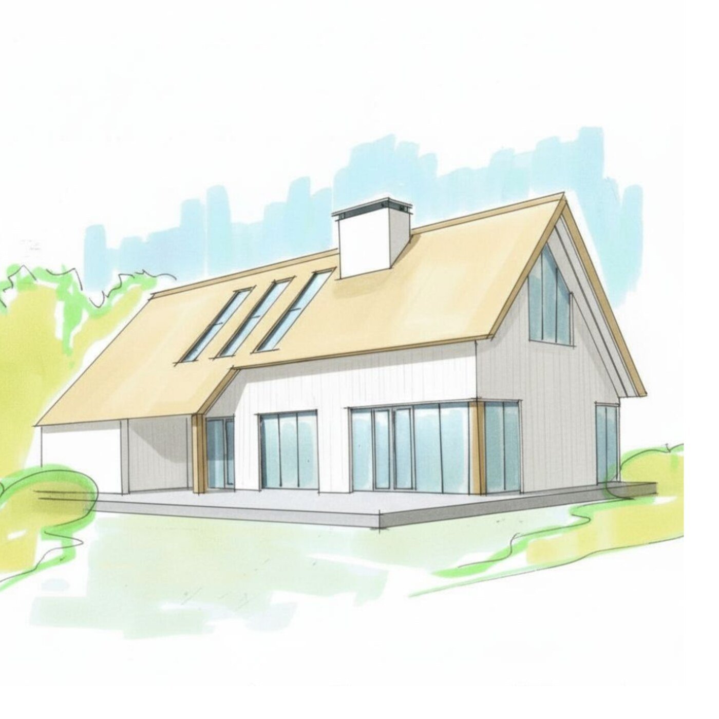 Architectenschets — moderne woning
