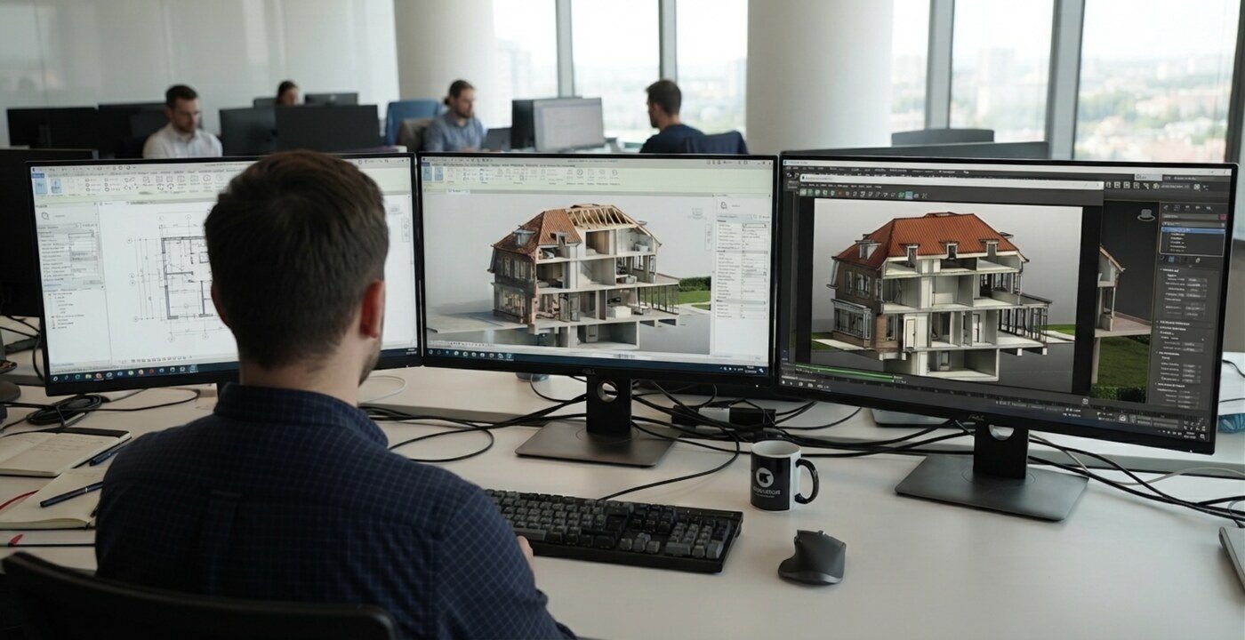 Archithello 3D render studio — aan het werk