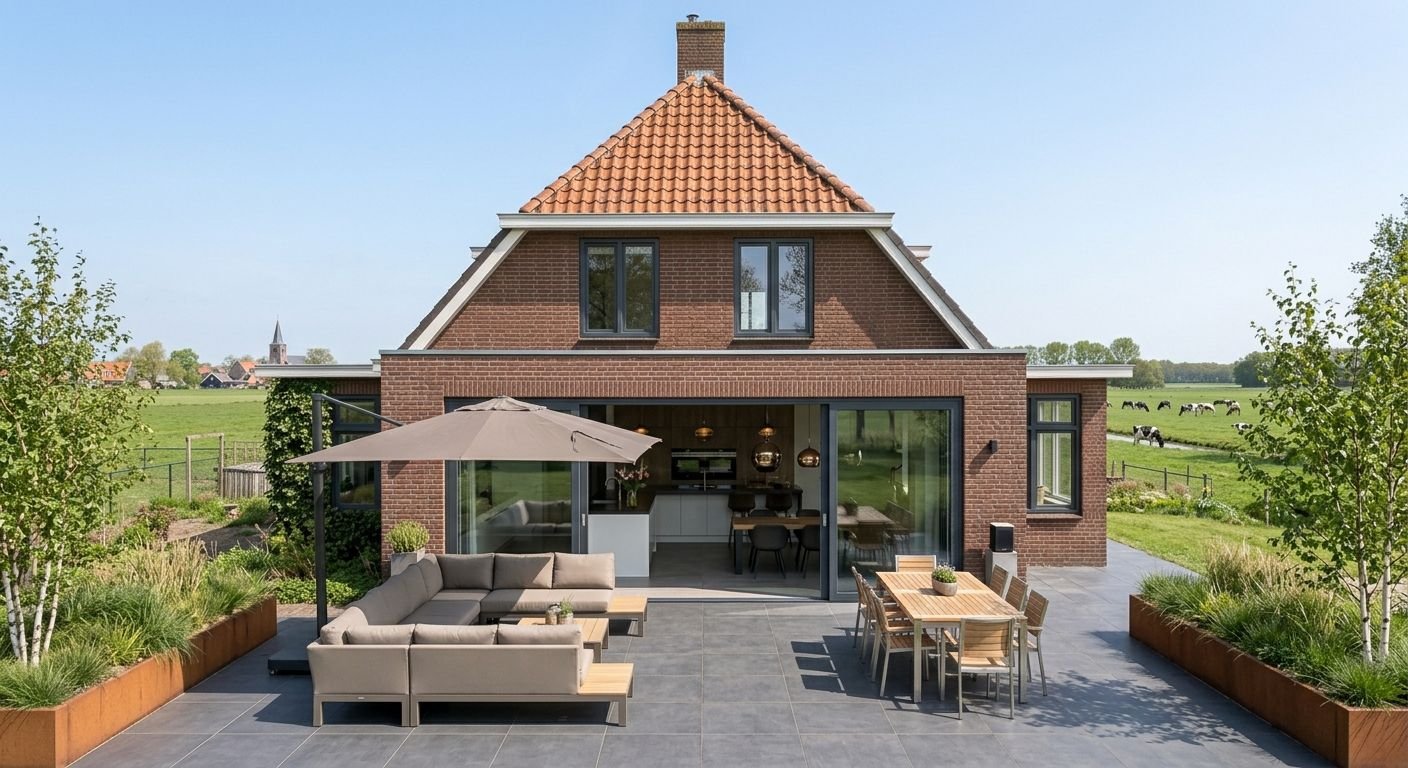 Jaren '30 boerderijwoning — renovatieontwerp met aanbouw en terras