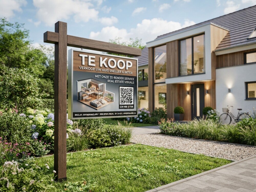 Archithello — te koop bord met 3D render en QR-code