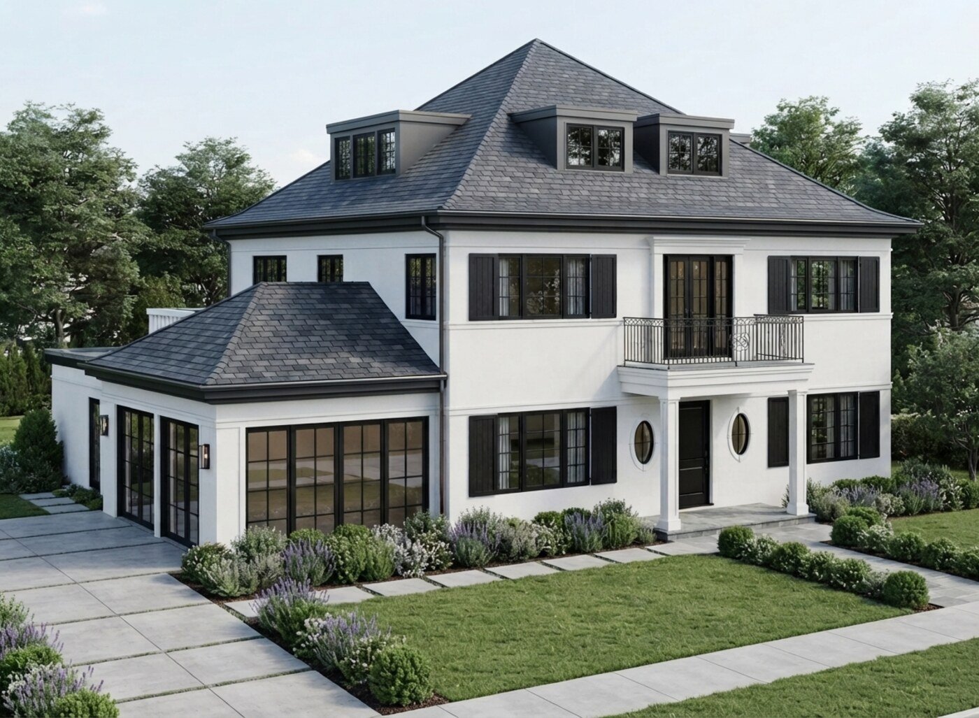 Archithello fotorealistische render — witte villa, exterieur