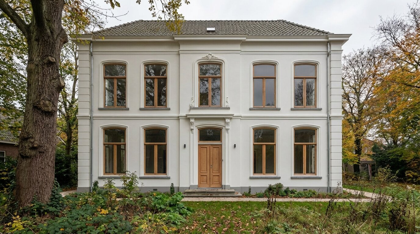 Archithello exterieur render — klassiek herenhuis, gerenoveerde gevel