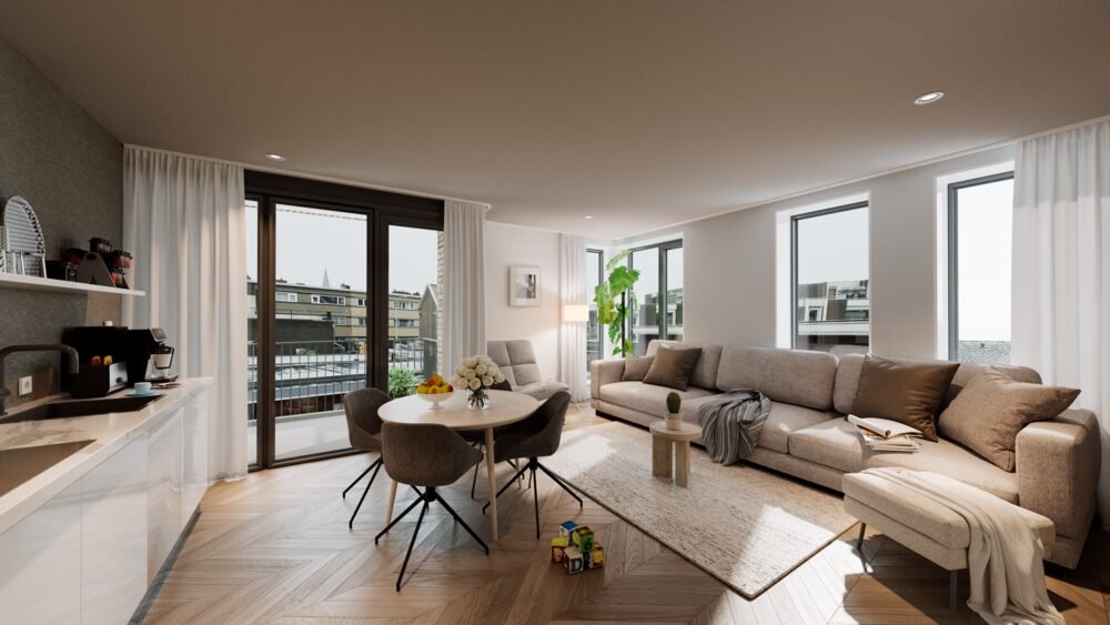 Archithello interieur render — woonruimte appartement Den Haag