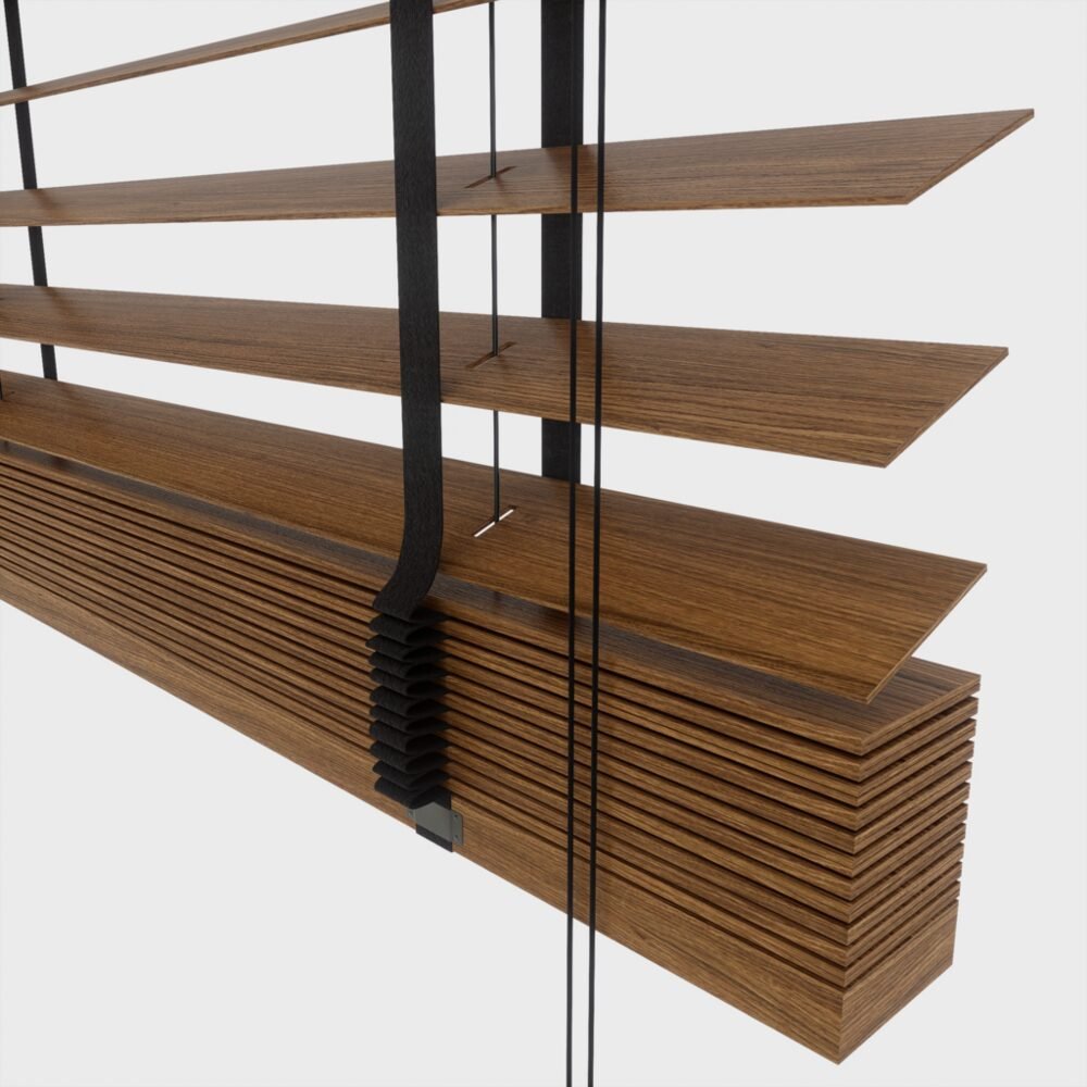 Archithello product render — houten jaloezieën detail