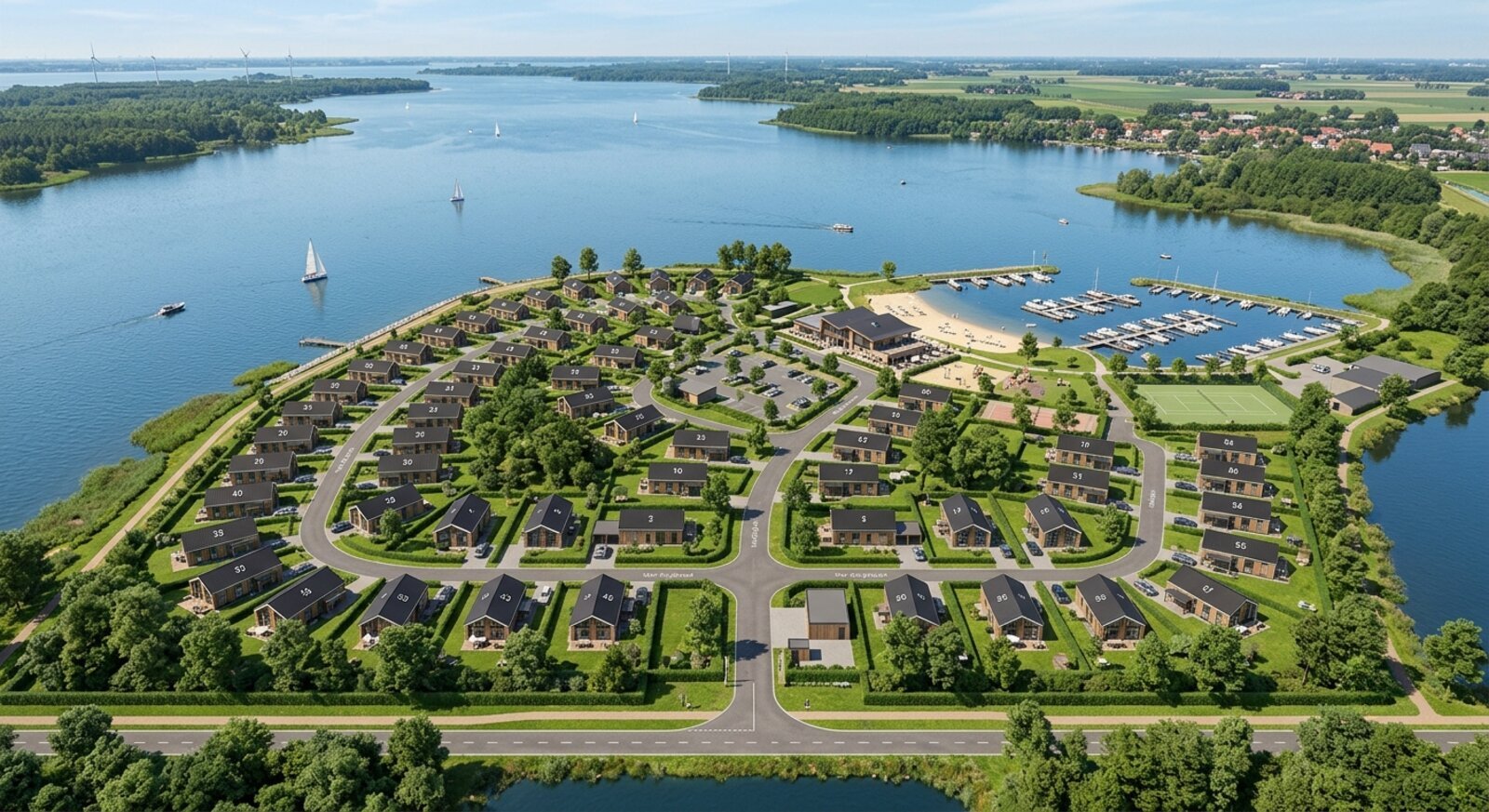 Archithello conceptvisualisatie — vakantiepark met 55 woningen