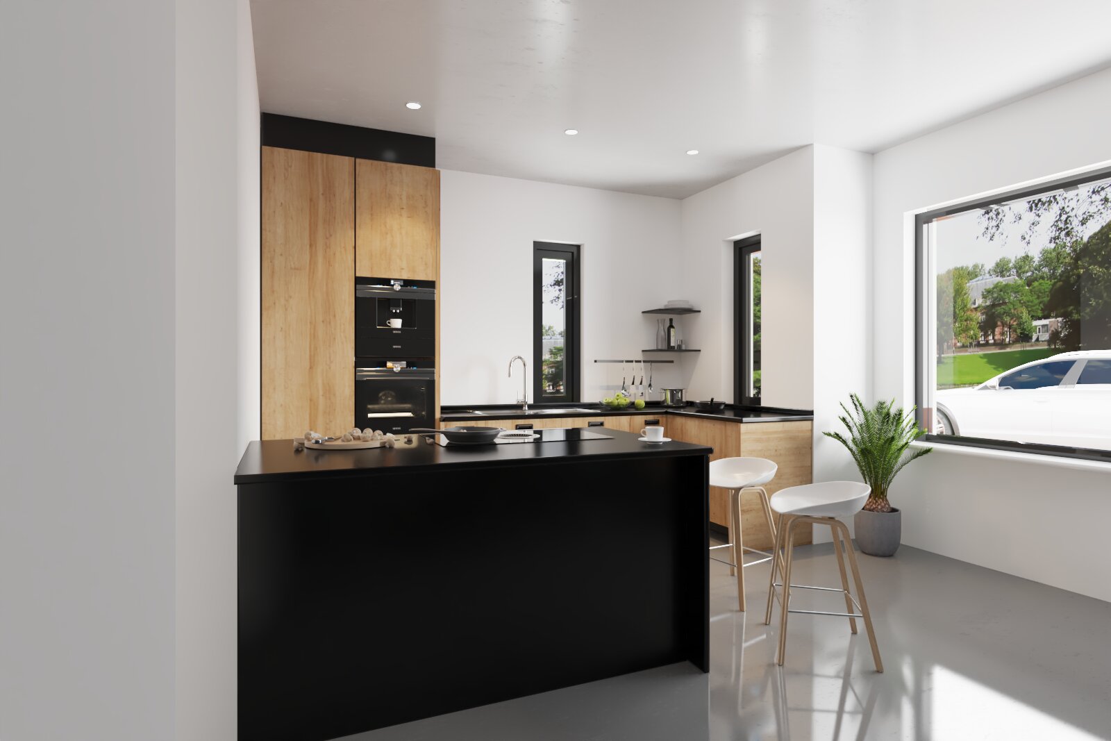Archithello interieur render — moderne keuken Amersfoort, Laakse Tuinen