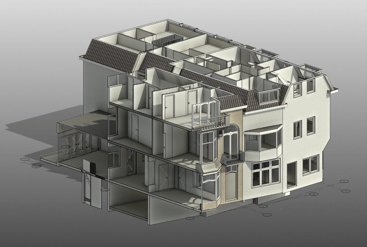 Archithello 3D-model — doorsnede appartementengebouw, Revit